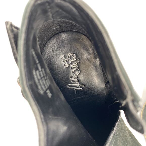 EURO Soft by SOFFT Sz 9 Serafina Black Ankle Boots Heel Side Zip Leather Comfy - Picture 7 of 16